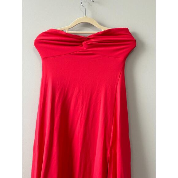 Susana Monaco Twist Front Strapless Maxi Dress Watermelon Size S‎ Side Split NWT - Picture 5 of 12